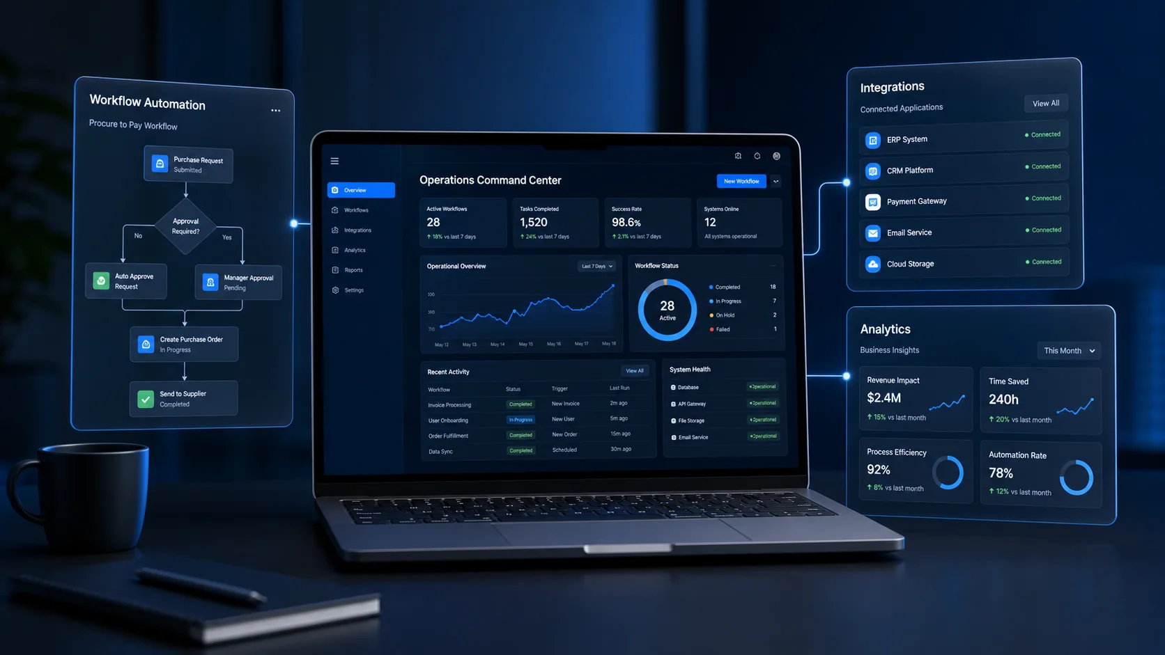 Plataforma de software a medida con automatizaciones, integraciones y analítica
